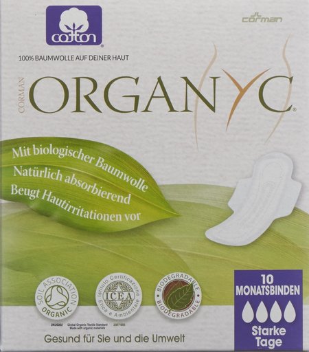 ORGANYC Monatsbinden mit Flügel High Flow 10 Stk