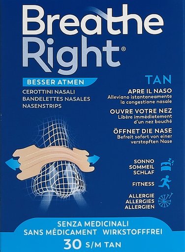 BREATHE RIGHT Nasenpflaster TAN S/M 30 Stk