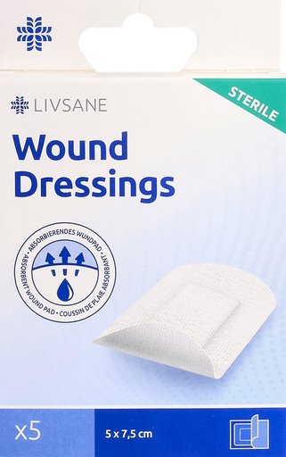LIVSANE Sterile Wound Dressings 5x7.5cm 5 Stk