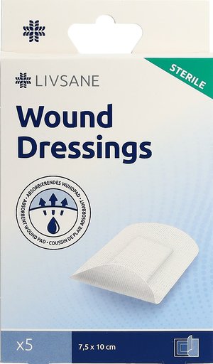 LIVSANE Sterile Wound Dressings 7.5x10cm 5 Stk