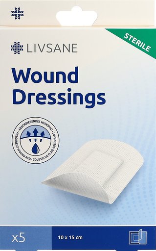 LIVSANE Sterile Wound Dressings 10x15cm 5 Stk